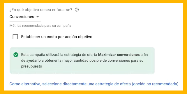 objetivos de campaña de ads
